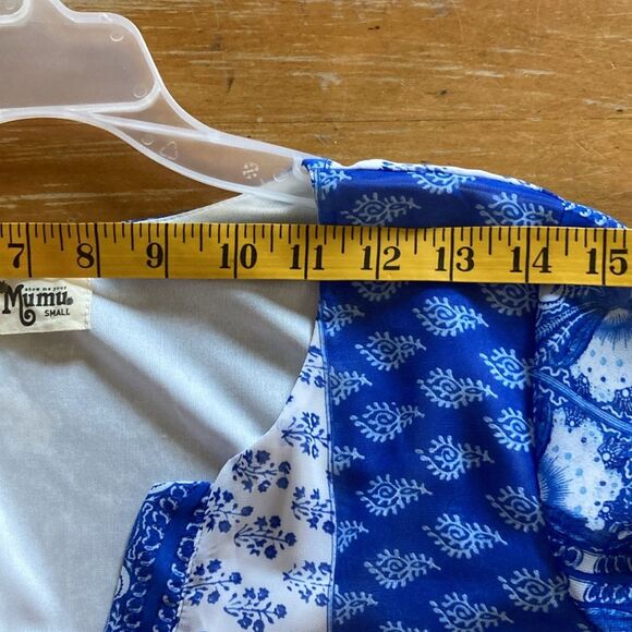 Show Me Your MuMu Jamie Long Sleeve Blue White Flowy Tunic Top Dress size S - Picture 8 of 8